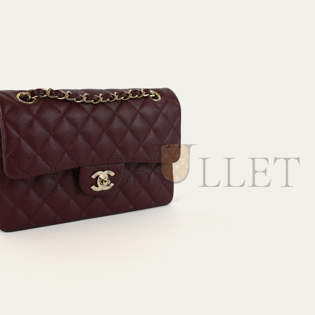 CHANEL MEDIUM FLAP BAG BURGUNDY (23*14.5*6cm) 